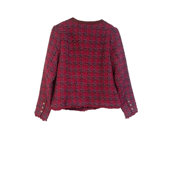 G By Giuliana Timeless Tweed Black Label Raw Hem Jacket Size L Hot Pink Barbie - Picture 4 of 12